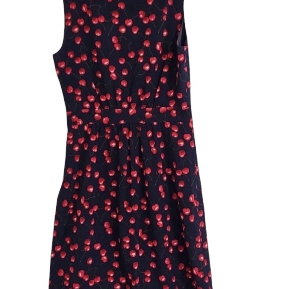 J.Crew Cherries Print Ruffle Wrap Dress Size 14 Black/Red Coquette Dark Romantic - Picture 8 of 8